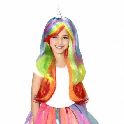 Factory Wholesale Horns Wig Children Costume Accessory Vivid Rainbow Party wig Factory Wholesale Horns Wig Children Costume Accessory Vivid Rainbow Party wig
