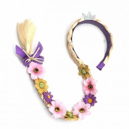 Girls Princess Dress up Wigs Headbands with Tiara Flowers Adorn Halloween Party Stage Performance Long Braided Wig  Girls Princess Dress up Wigs Headbands with Tiara Flowers Adorn Halloween Party Stage Performance Long Braided Wig