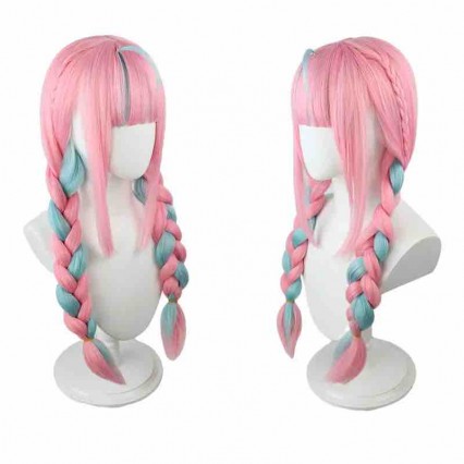 Halloween Party Cosplay Figure Wig Props Long Pink&Blue Synthetic Anime Lolita Wig With Two Braids Halloween Party Cosplay Figure Wig Props Long Pink&Blue Synthetic Anime Lolita Wig With Two Braids