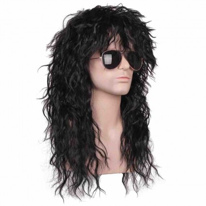 Old fashion 70s 80s Heavy Metal Punk Style Funny Wig Disco Rock Performance Costume Props Mullet Wigs Hat Old fashion 70s 80s Heavy Metal Punk Style Funny Wig Disco Rock Performance Costume Props Mullet Wigs Hat