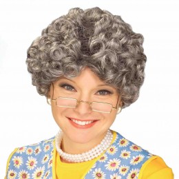 Old Lady WIG Curly Adult Costume Gray Claus Madea Granny Grandma Mama  Old Lady WIG Curly Adult Costume Gray Claus Madea Granny Grandma Mama
