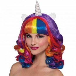 Unicorno Wig for Women, Rainbow Wig with Ear and Horn, Unicorno Wig for Girls Carnival Hair Accessories for Masquerade Birthday  Unicorno Wig for Women, Rainbow Wig with Ear and Horn, Unicorno Wig for Girls Carnival Hair Accessories for Masquerade Birthday