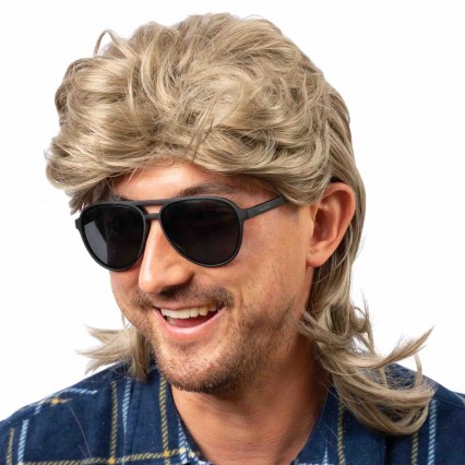 Wholesale cheap 80s retro brown mullet wig rock adult long hair wigs for men Wholesale cheap 80s retro brown mullet wig rock adult long hair wigs for men