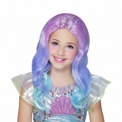 Wholesale Halloween theme party wig cosplay mermaid wig curly long blue green purple wig for kids child Wholesale Halloween theme party wig cosplay mermaid wig curly long blue green purple wig for kids child