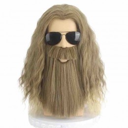 Halloween anime cosplay wig fake beard headgear set men's long handsome party wigs with mustache  Halloween anime cosplay wig fake beard headgear set men's long handsome party wigs with mustache