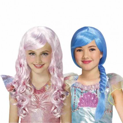 Halloween cosplay kids wig girls stage show cos decorate Princess party pink Wavy wig gradient cosplay Mermaid bule wig Halloween cosplay kids wig girls stage show cos decorate Princess party pink Wavy wig gradient cosplay Mermaid bule wig