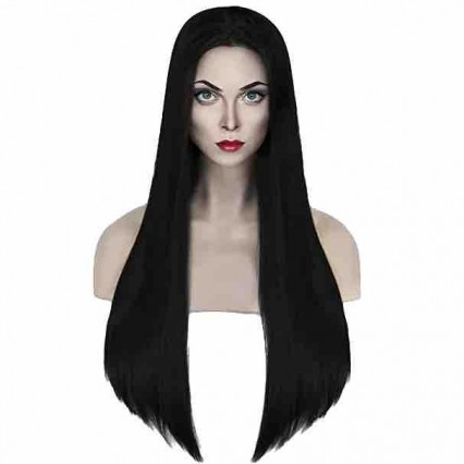 Halloween decoration Movie The Addams family wig black long straight hair cosplay party wig Wednesday Addams wig Halloween decoration Movie The Addams family wig black long straight hair cosplay party wig Wednesday Addams wig