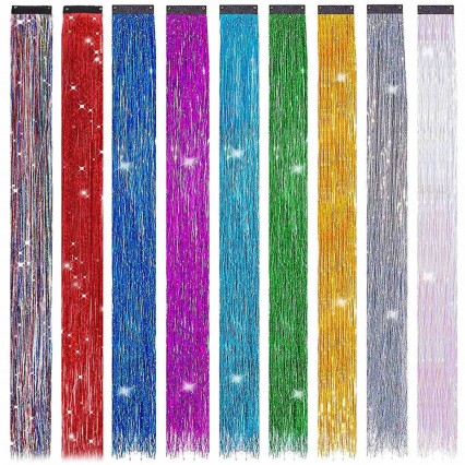 Heat Resistant Fairy Hair Tinsel Halloween Cosplay Christmas New Year Party Sparkling Glitter Shiny Wig Hair Extensions Heat Resistant Fairy Hair Tinsel Halloween Cosplay Christmas New Year Party Sparkling Glitter Shiny Wig Hair Extensions