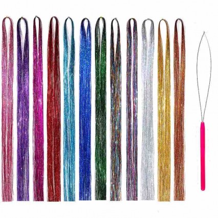 Shiny Tinsel Wig Extensions for Women Girls Glitter Hair for Party Cosplay Daily Fashion Sparkling Hair Tinsel Kit Shiny Tinsel Wig Extensions for Women Girls Glitter Hair for Party Cosplay Daily Fashion Sparkling Hair Tinsel Kit