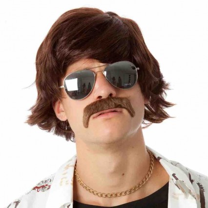 60s 70s Mens Costume Wig Short Brown Wigs + Mustache. Sonny Hippie 60s Singer TV Star Cop Detective Costume 60s 70s Mens Costume Wig Short Brown Wigs + Mustache. Sonny Hippie 60s Singer TV Star Cop Detective Costume