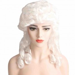 Baroque Curly White Male Lawyer Judge Colonial Deluxe Historical Costume Synthetic Cosplay Wig For Halloween  Baroque Curly White Male Lawyer Judge Colonial Deluxe Historical Costume Synthetic Cosplay Wig For Halloween
