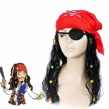 Caribbean Pirates Jack Sparrow Cosplay Wig Costume Accessories Wigs for children Caribbean Pirates Jack Sparrow Cosplay Wig Costume Accessories Wigs for children