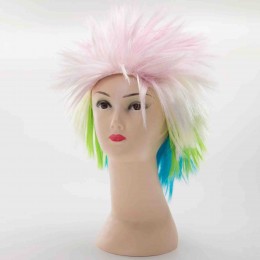 Colorful party wig Short Synthetic Hair Wig for Women Heat Resistant Fiber Hairpiece Mix color Straight Cosplay Wigs  Colorful party wig Short Synthetic Hair Wig for Women Heat Resistant Fiber Hairpiece Mix color Straight Cosplay Wigs