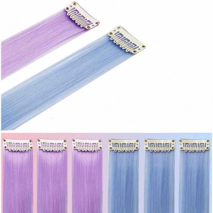 Female colorful nightclub style hair receiving monochrome hanging ear wigs piece dye color one straight hair extension pieces Female colorful nightclub style hair receiving monochrome hanging ear wigs piece dye color one straight hair extension pieces