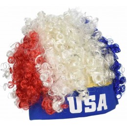 new arrivals funny football hats USA wig Mardi Gras wig headband with logo printing  new arrivals funny football hats USA wig Mardi Gras wig headband with logo printing