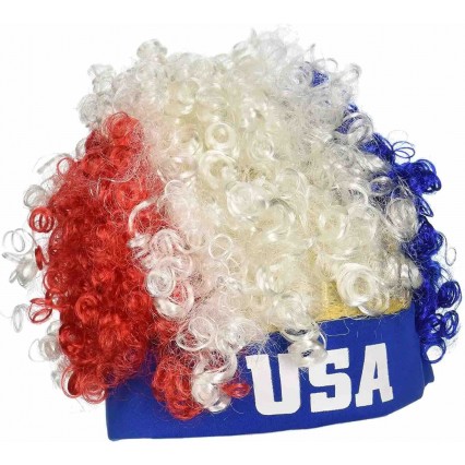 new arrivals funny football hats USA wig Mardi Gras wig headband with logo printing new arrivals funny football hats USA wig Mardi Gras wig headband with logo printing