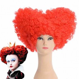 The Red Queen Curly Wig Cosplay Costume Women Short Heat Resistant Synthetic Hair Halloween Party Wigs  The Red Queen Curly Wig Cosplay Costume Women Short Heat Resistant Synthetic Hair Halloween Party Wigs