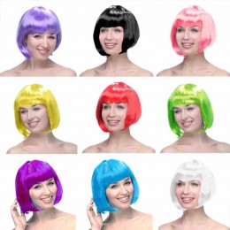 Women Synthetic Wigs Fancy Dress Lady Straight Bob Hairstyle neon Wigs for Cosplay Carnival Halloween Party Bob Wigs  Women Synthetic Wigs Fancy Dress Lady Straight Bob Hairstyle neon Wigs for Cosplay Carnival Halloween Party Bob Wigs