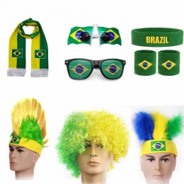 Brazil soccer fans headband cockscomb wigs football fan mohawk wig cheering props baseball fisherman hat cap  Brazil soccer fans headband cockscomb wigs football fan mohawk wig cheering props baseball fisherman hat cap