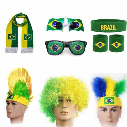 Brazil soccer fans headband cockscomb wigs football fan mohawk wig cheering props baseball fisherman hat cap Brazil soccer fans headband cockscomb wigs football fan mohawk wig cheering props baseball fisherman hat cap