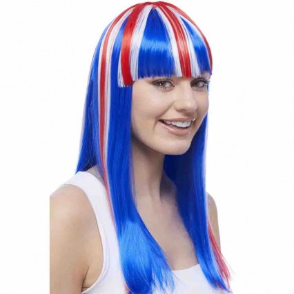 Croatia Serbia flag color football rugby fans headband wigs soccer match cheering fan wig supplies Croatia Serbia flag color football rugby fans headband wigs soccer match cheering fan wig supplies