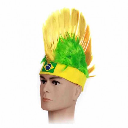 Custom WK 2022 football fan cheering gifts Brazil collection Brazilian supporter headband wig hat Custom WK 2022 football fan cheering gifts Brazil collection Brazilian supporter headband wig hat