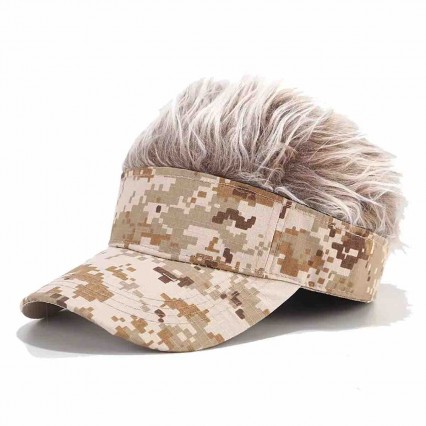 Custom print logo camouflage sports caps unisex adjustable visor sun cap with fake hair fashion wig baseball cap golf hats Custom print logo camouflage sports caps unisex adjustable visor sun cap with fake hair fashion wig baseball cap golf hats