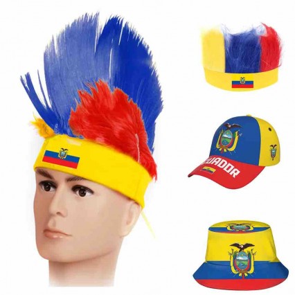 Ecuador soccer fans headband cockscomb wigs football fan mohawk wig cheering props baseball fisherman hat cap Ecuador soccer fans headband cockscomb wigs football fan mohawk wig cheering props baseball fisherman hat cap