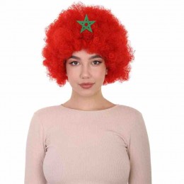 Morocco Portugal Flag Color Football Fans Wigs Exploding Head Clown Fan Wig Soccer Team Supporter Cheering Props  Morocco Portugal Flag Color Football Fans Wigs Exploding Head Clown Fan Wig Soccer Team Supporter Cheering Props