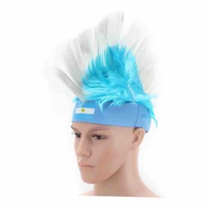 Qatar Football Cup Fans Hats with Wig Headband Mohawk Wig Argentina crazy fans caps cheering Mohawk wig hat Qatar Football Cup Fans Hats with Wig Headband Mohawk Wig Argentina crazy fans caps cheering Mohawk wig hat