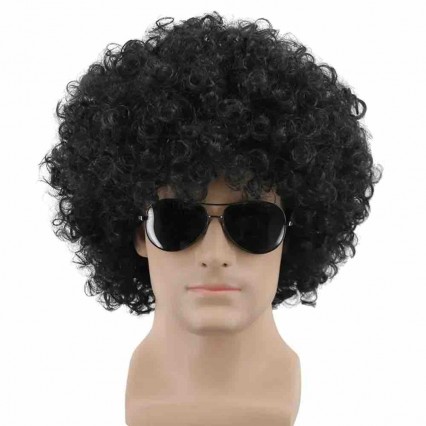 Short Black Fluffy Disco Afro Wigs Synthetic Anime Cosplay Fancy Funny Wigs for Unisex Men Women Wigs (Black) Short Black Fluffy Disco Afro Wigs Synthetic Anime Cosplay Fancy Funny Wigs for Unisex Men Women Wigs (Black)