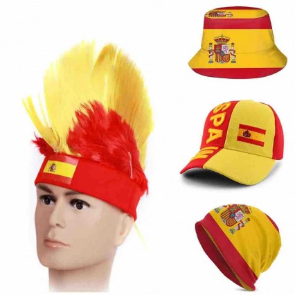 Spain soccer fans headband cockscomb wigs football fan mohawk wig cheering props beanie baseball fisherman hat cap Spain soccer fans headband cockscomb wigs football fan mohawk wig cheering props beanie baseball fisherman hat cap
