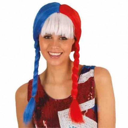 Sport Event Cheerleading Cosplay Flag Color Fan Wig Supplies France Costa Rica Football Soccer Fans Wigs Sport Event Cheerleading Cosplay Flag Color Fan Wig Supplies France Costa Rica Football Soccer Fans Wigs
