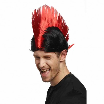 Wig Ladies Men Halloween Carnival black red spiky mohawk Punk 70s 80s Wig Ladies Men Halloween Carnival black red spiky mohawk Punk 70s 80s