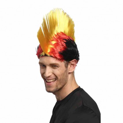 Wig Ladies Men Halloween Carnival black red yellow Soccer fan mohawk Germany Belgium Wig Ladies Men Halloween Carnival black red yellow Soccer fan mohawk Germany Belgium