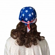 Costume men skull cap long mullet hair curly wigs with bandana  Costume men skull cap long mullet hair curly wigs with bandana