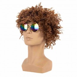 Custom Hippie Costume Set Funky Afro Wig Curly Wig Sunglasses Peace Sign Necklace for 50/60/70s Theme Party  Custom Hippie Costume Set Funky Afro Wig Curly Wig Sunglasses Peace Sign Necklace for 50/60/70s Theme Party