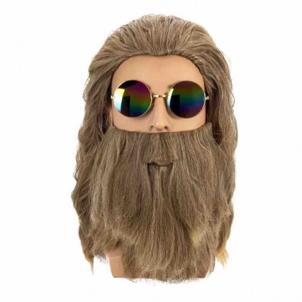 Halloween cosplay wig fake beard set Thor cosplay wig headgear men's long handsome party wig Halloween cosplay wig fake beard set Thor cosplay wig headgear men's long handsome party wig