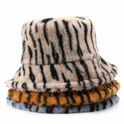 new Women's zebra Faux Fur Bucket Hat Fluffy Winter Warmer plush fisherman's hat new Women's zebra Faux Fur Bucket Hat Fluffy Winter Warmer plush fisherman's hat