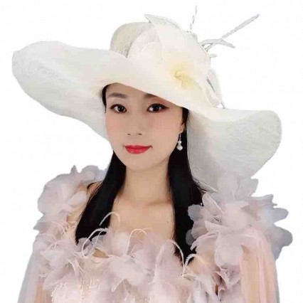 5 colors fashion chic women wide brim floppy Church formal hats Kentucky Derby white fascinator hats for wedding ladies 5 colors fashion chic women wide brim floppy Church formal hats Kentucky Derby white fascinator hats for wedding ladies