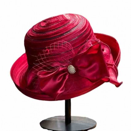 fashion chic women satin red Church hat formal hats Kentucky Derby Dress Fascinator Floral Tea Party Wedding hat fashion chic women satin red Church hat formal hats Kentucky Derby Dress Fascinator Floral Tea Party Wedding hat
