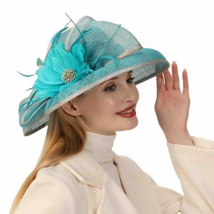 fashion Women sky blue wide brim Kentucky Derby sinamay Party fascinators wedding hats church hat elegant fancy women derby fashion Women sky blue wide brim Kentucky Derby sinamay Party fascinators wedding hats church hat elegant fancy women derby