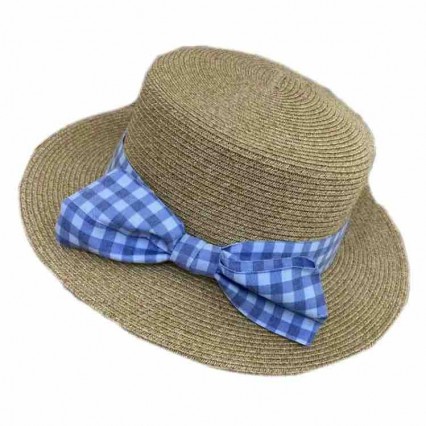 2024 new women Sun Hat Flat Top boater hat with grid bowknot Summer Beach fedora paper straw panama hats wholesale 2024 new women Sun Hat Flat Top boater hat with grid bowknot Summer Beach fedora paper straw panama hats wholesale