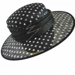 fashion chic women polka dot sinamay Kentucky Derby Dress boater sun Hat Fascinator ladies hats wedding church wide brim  fashion chic women polka dot sinamay Kentucky Derby Dress boater sun Hat Fascinator ladies hats wedding church wide brim
