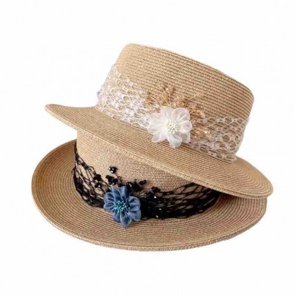 new women Sun Hat Flat Top boater with flowers Summer Beach fedora paper straw panama hats wholesale new women Sun Hat Flat Top boater with flowers Summer Beach fedora paper straw panama hats wholesale