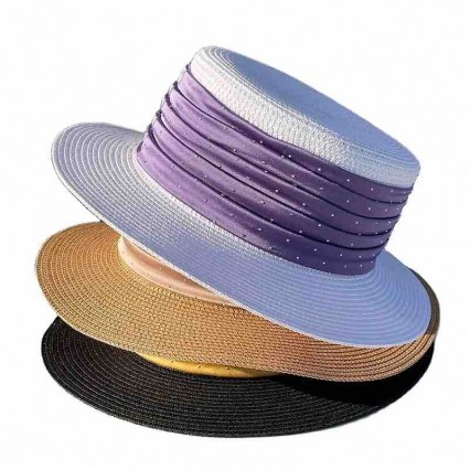 new women Sun Hat Flat Top boater with rhinestone satin ribbon Summer Beach fedora paper straw panama hats wholesale new women Sun Hat Flat Top boater with rhinestone satin ribbon Summer Beach fedora paper straw panama hats wholesale