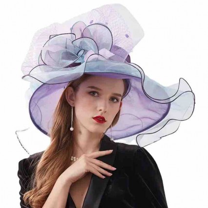 packable Women Ruffles brim Kentucky Derby Organza Dress Party hat with detachable flower ladies hats wedding church wide brim packable Women Ruffles brim Kentucky Derby Organza Dress Party hat with detachable flower ladies hats wedding church wide brim