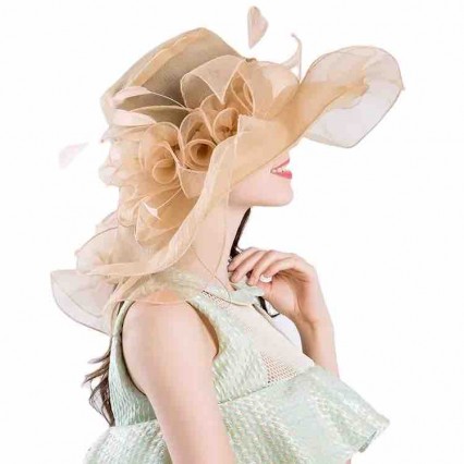 wholesale fashion Women sun hat Ruffles wide brim kentucky derby hats Organza Church wedding fascinators and hats wholesale fashion Women sun hat Ruffles wide brim kentucky derby hats Organza Church wedding fascinators and hats