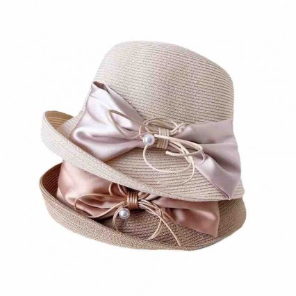 2024 new ladies women Sun Hats paper Straw beach sunscreen cloche hat with satin bowknot 2024 new ladies women Sun Hats paper Straw beach sunscreen cloche hat with satin bowknot