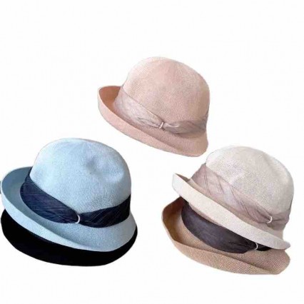2024 new ladies women Sun Hats paper Straw beach sunscreen cloche hat with satin bowknot 2024 new ladies women Sun Hats paper Straw beach sunscreen cloche hat with satin bowknot